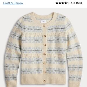 Croft & Barrow Women's Beige and Light Blue Cardigan